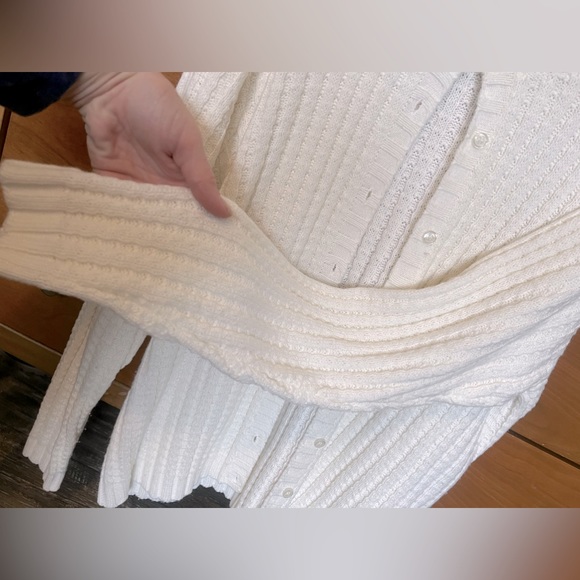 VTG Charming Soft White Cream Cable Knit Cardigan Sweater szP/L Baxter and Wells - Picture 4 of 7